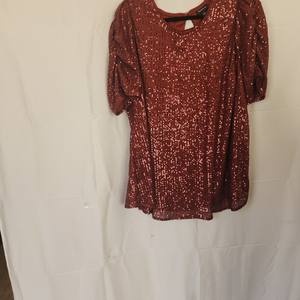 Torrid Brown Sequin Puff Sleeve Blouse